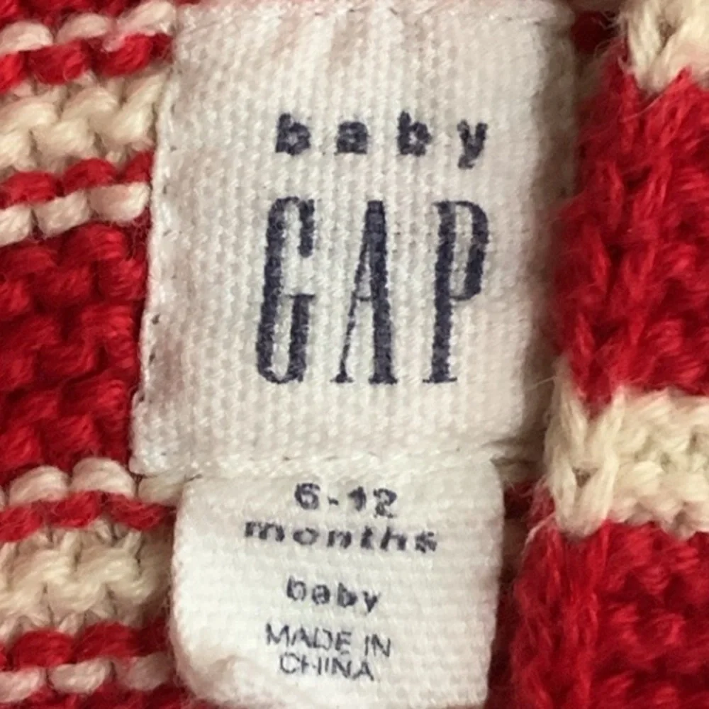 Baby Gap Whale Knit Sweater Red White Stripes Whale Pockets 6-12 Months 4th